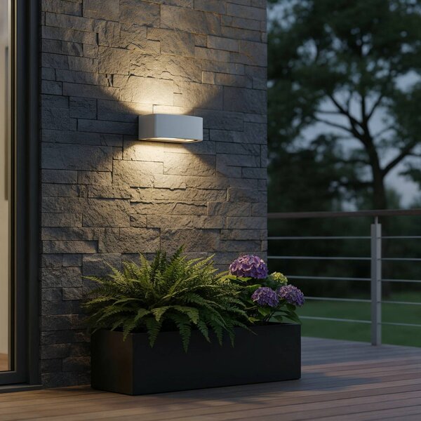 IDEAL LUX Kinkiet zewnętrzny Andromeda, możliwość ściemniania, biały / opal, łazienka, aluminium, nowoczesny