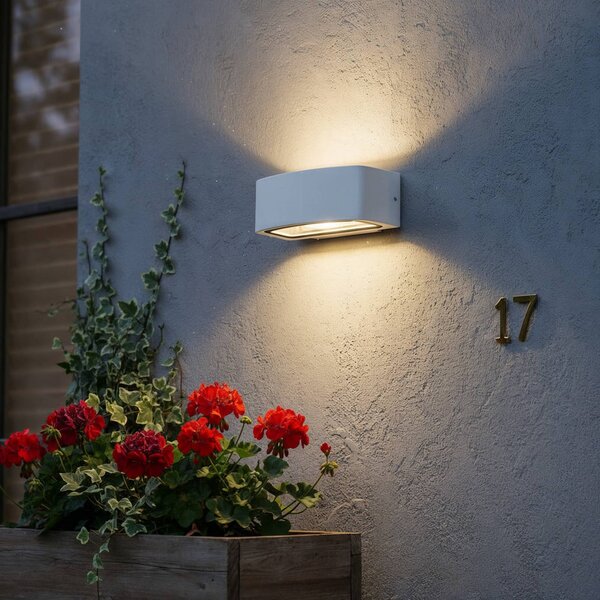 IDEAL LUX Kinkiet zewnętrzny Andromeda, możliwość ściemniania, biały / opal, łazienka, aluminium, nowoczesny