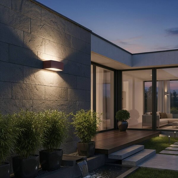 IDEAL LUX Kinkiet zewnętrzny Andromeda, możliwość ściemniania, brązowy / rdzawy, łazienka, aluminium, nowoczesny
