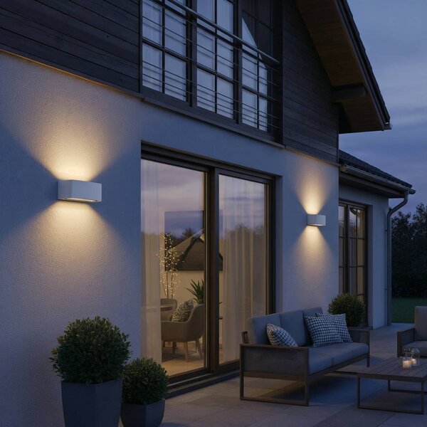 IDEAL LUX Kinkiet zewnętrzny Andromeda, możliwość ściemniania, biały / opal, łazienka, aluminium, nowoczesny