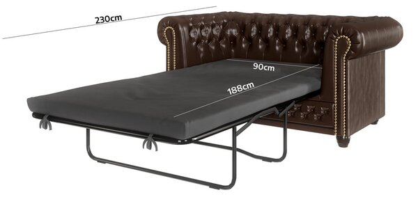 Ciemnobrązowa rozkładana sofa z imitacji skóry 148 cm York – Ropez