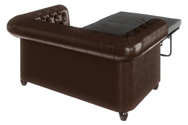 Ciemnobrązowa rozkładana sofa z imitacji skóry 148 cm York – Ropez