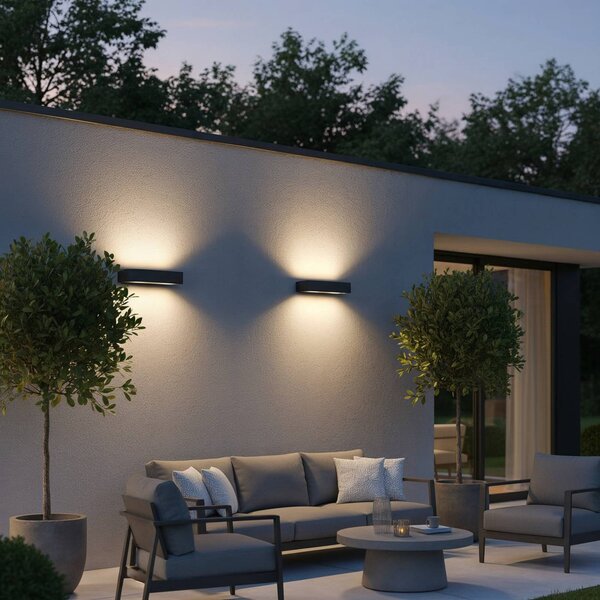 IDEAL LUX Kinkiet zewnętrzny Andromeda, możliwość ściemniania, aluminiowy / szary / cynkowy, łazienka, aluminium, nowoczesny