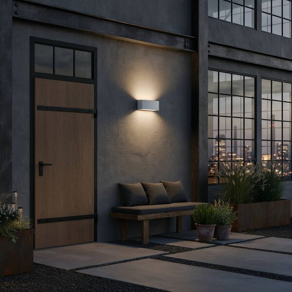 IDEAL LUX Kinkiet zewnętrzny Andromeda, możliwość ściemniania, aluminiowy / szary / cynkowy, łazienka, aluminium, nowoczesny
