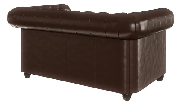 Ciemnobrązowa rozkładana sofa z imitacji skóry 148 cm York – Ropez