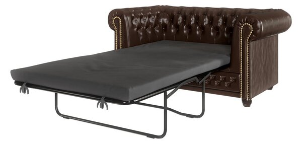 Ciemnobrązowa rozkładana sofa z imitacji skóry 148 cm York – Ropez