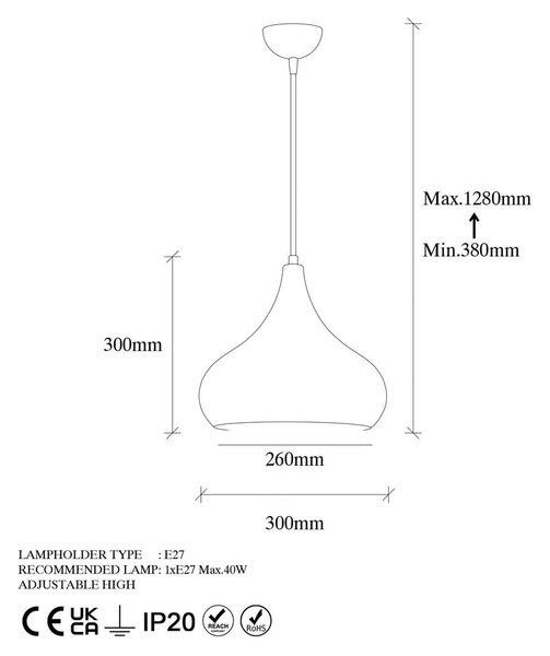 Lampa wisząca w kolorze miedzi z metalowym kloszem ø 30 cm Muba – Opviq lights