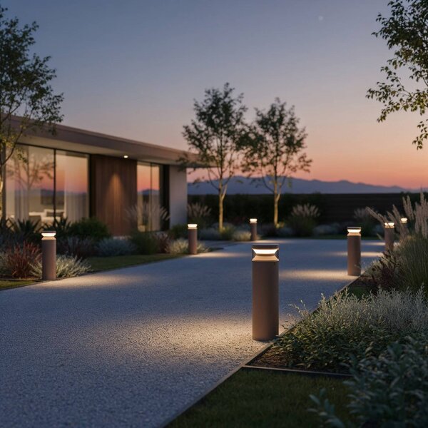 IDEAL LUX Lampa ogrodowa stojąca Boeing, brązowy / rdzawy, metal