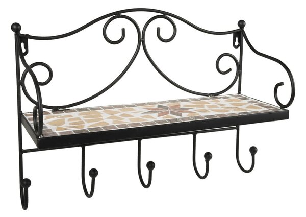 Czarny metalowy wieszak ścienny z półką 42 cm Almeria – Garden Pleasure