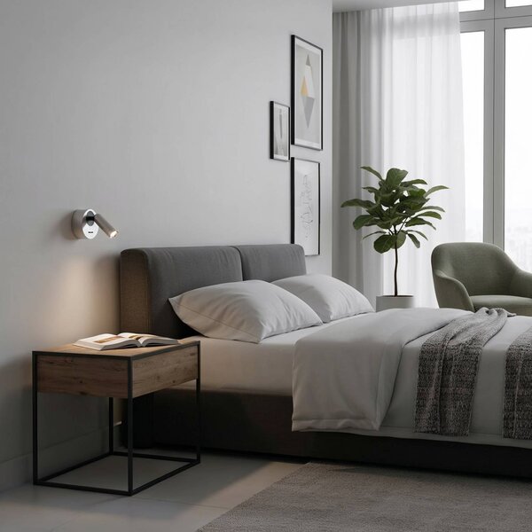IDEAL LUX Ideal Lux reflektor ścienny LED Bean, Ø 7 cm, metal w kolorze niklowym Bean, aluminiowy / szary / cynkowy, salon / jadalnia, metal, nowoczesny