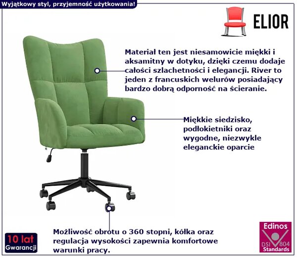 Fotel Do Biurka Glamour Jasnozielony M0-T99