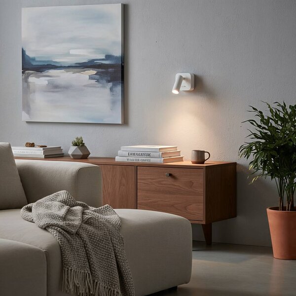 IDEAL LUX Ideal Lux reflektor ścienny LED Bean, biały, szerokość 7 cm, metal Bean, biały / opal, salon / jadalnia, metal, nowoczesny