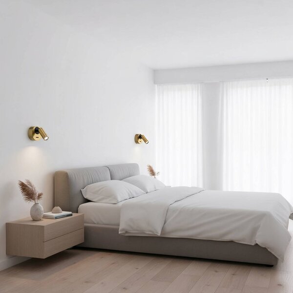 IDEAL LUX Ideal Lux reflektor ścienny LED Bean, Ø 7 cm, kolor mosiężny Bean, mosiężny / złoty, salon / jadalnia, metal, nowoczesny