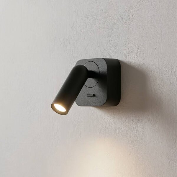 IDEAL LUX Ideal Lux reflektor ścienny LED Bean, czarny, szerokość 7 cm metal Bean, czarny, salon / jadalnia, metal, nowoczesny