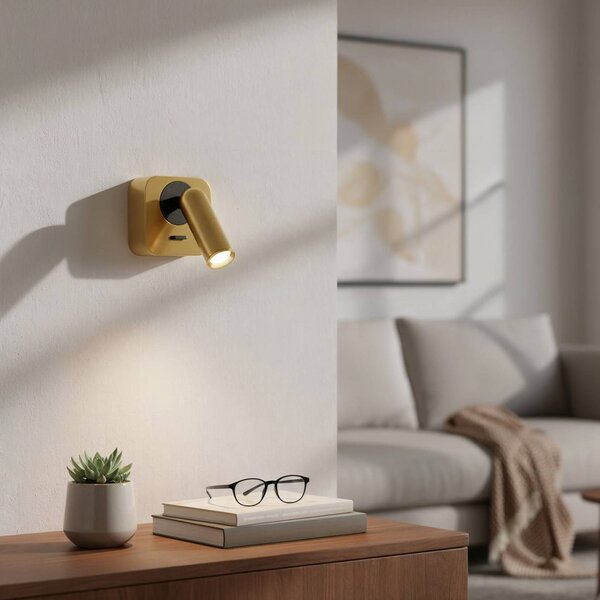 IDEAL LUX Ideal Lux Reflektor ścienny LED Bean, kolor mosiężny, szerokość 7 cm Bean, mosiężny / złoty, salon / jadalnia, metal, nowoczesny
