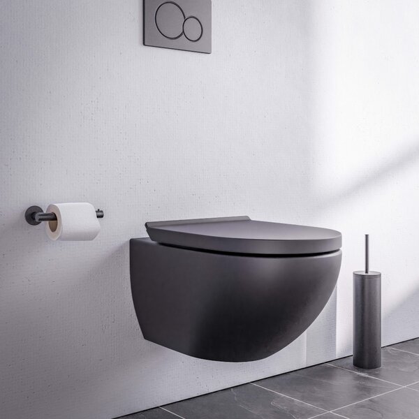 Miska WC wisząca bezkołnierzowa E-9030 - deska wolnoopadająca - czarny mat