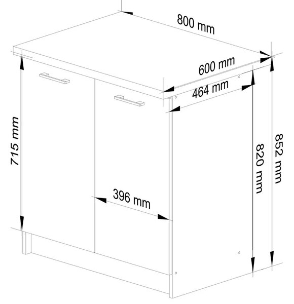 Szara minimalistyczna dolna szafka kuchenna A6-M06