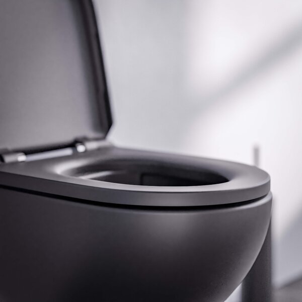 Miska WC wisząca bezkołnierzowa E-9030 - deska wolnoopadająca - czarny mat