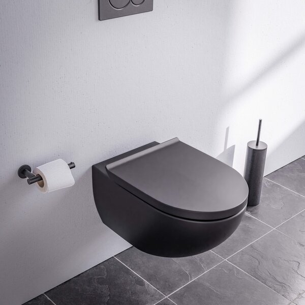 Miska WC wisząca bezkołnierzowa E-9030 - deska wolnoopadająca - czarny mat