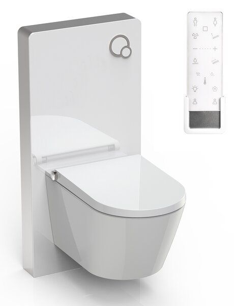 Zestaw WC 8: Toaleta myjąca bezkołnierzowa BERNSTEIN PRO+ 1102, moduł sanitarny 805 i panel uruchamiający spłuczkę