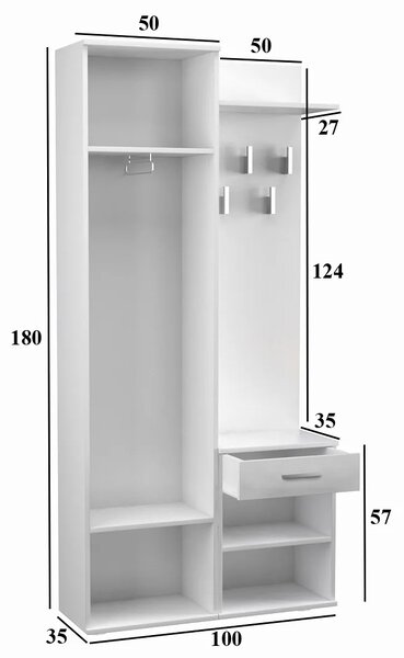 Garderoba Do Przedpokoju Antracyt + Dąb Artisan W7-F18