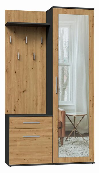 Garderoba Do Przedpokoju Antracyt + Dąb Artisan W7-F18