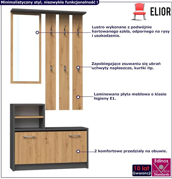 Zestaw Mebli Do Przedpokoju Z Szafką Na Buty Dąb Artisan + L7-N86