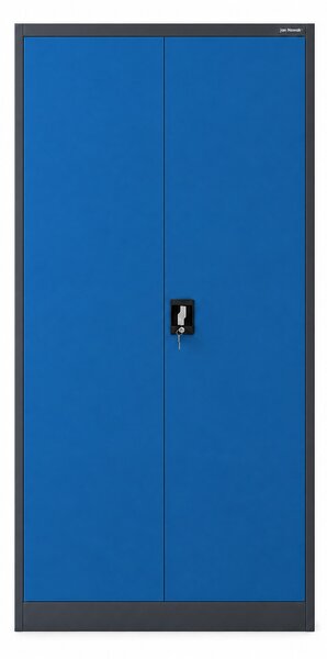 Szafa metalowa ze schowkiem antracytowo-niebieska: TOMASZ, 900 x 1850 x 450 mm