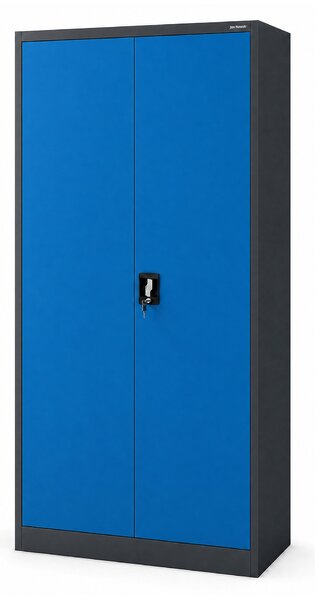 Szafa metalowa ze schowkiem antracytowo-niebieska: TOMASZ, 900 x 1850 x 450 mm