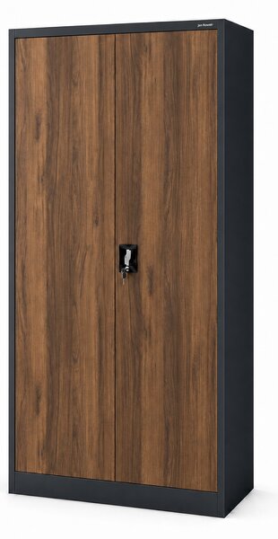 Szafa metalowa ze schowkiem antracytowa / orzech: Eco Design TOMASZ, 900 x 1850 x 450 mm