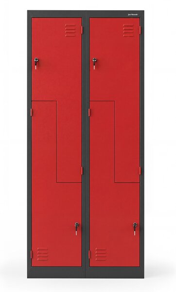Szafa ubraniowa typu L antracytowo-czerwona: JULIA, 800 x 1850 x 400 mm