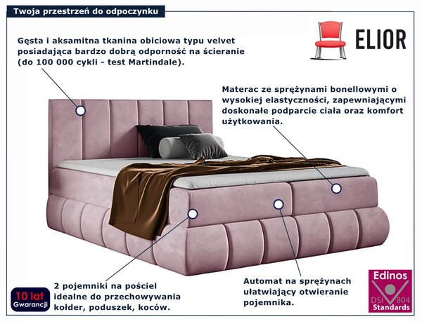 Różowe pikowane łóżko kontynentalne 5 rozmiarów S9-H20