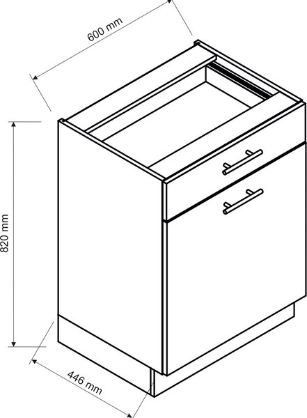 Szafka kuchenna z szufladą 60 cm grafit + dąb artisan A1-C62