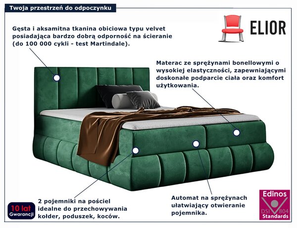 Ciemnozielone łóżko kontynentalne 5 rozmiarów K4-F32