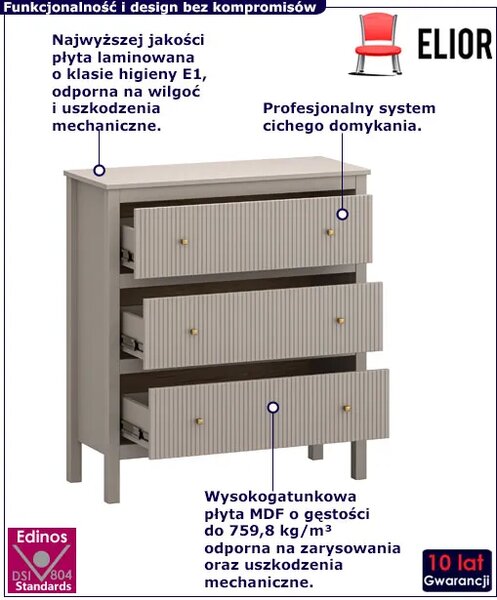 Nowoczesna komoda z trzema szufladami w kolorze taupe Z1-F29