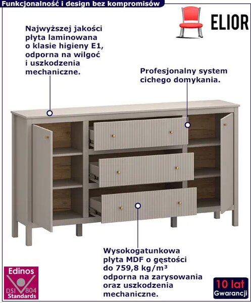 Nowoczesna duża komoda w kolorze taupe R5-H67