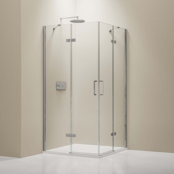 Ścianka prysznicowa wahadłowa narożna z brodzikiem EX809 – szkło bezpieczne nano – 90 × 90 × 195 cm
