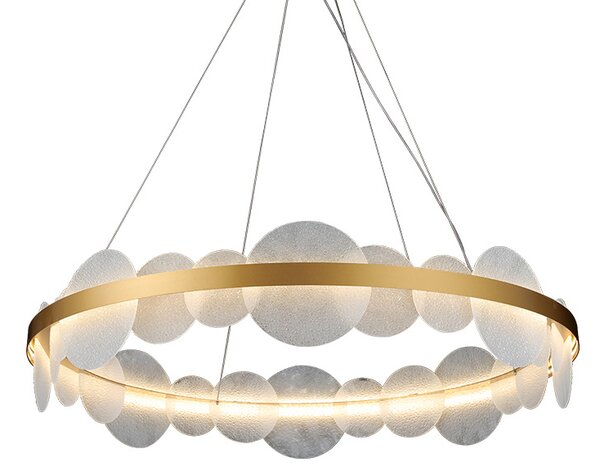 Nube Lampa Wisząca 60cm 75W LED Mosiądz Biały Regulowana 3000K-6000K