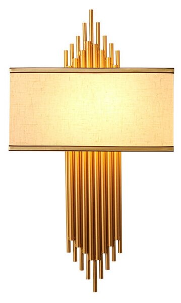 Chalette – Lampa Ścienna 65cm, 2xE14, Malowane Jasne Złoto + Biały Abażur kinkiet