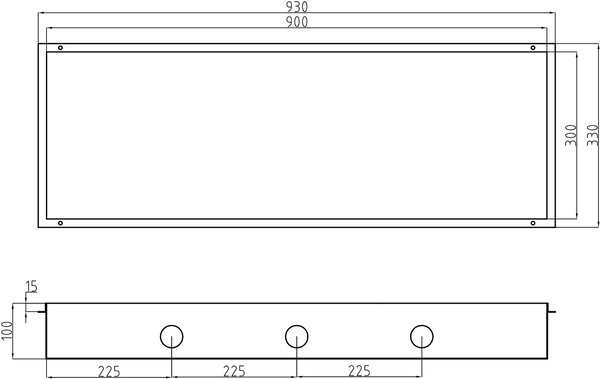 Półka wnękowa NT309010X do zabudowy - stal nierdzewna - bez rantu - spot LED - 30 x 90 x 10 cm (wys. x szer. x gł.) - różne kolory