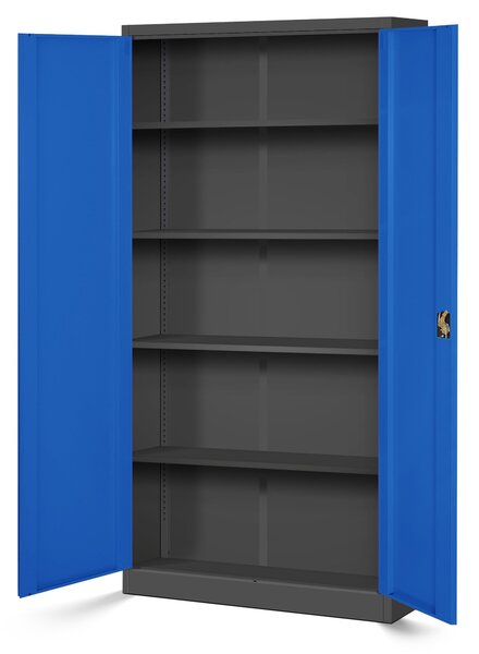 Zestaw 4x biurowa szafa metalowa na akta JAN H, 900 x 1950 x 400 mm, antracytowo-niebieska