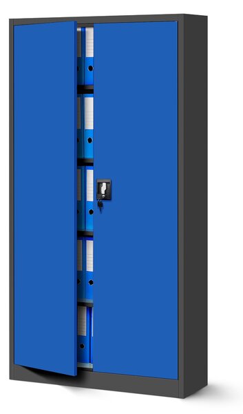 Zestaw 4x biurowa szafa metalowa na akta JAN H, 900 x 1950 x 400 mm, antracytowo-niebieska