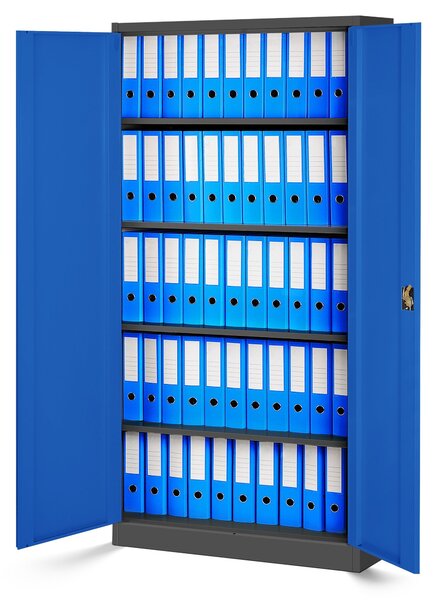 Zestaw 4x biurowa szafa metalowa na akta JAN H, 900 x 1950 x 400 mm, antracytowo-niebieska