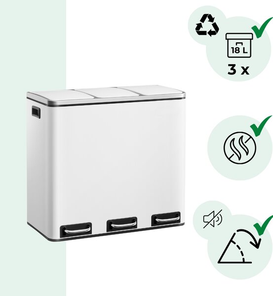 Kosz do segregacji odpadów SORT, 54l (3x18l) + worki na śmieci, biała Jurhan