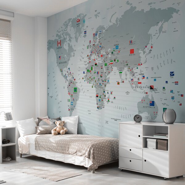 Fototapety Mapa świata z flagami, Fototapety Dziecięce, Fototapety Dla chłopców, u72599 : Uwalls.pl