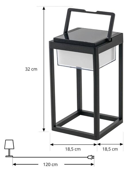 Lucande - Tilena Square Ogniwo słoneczne Lampa Stołowa Czarny