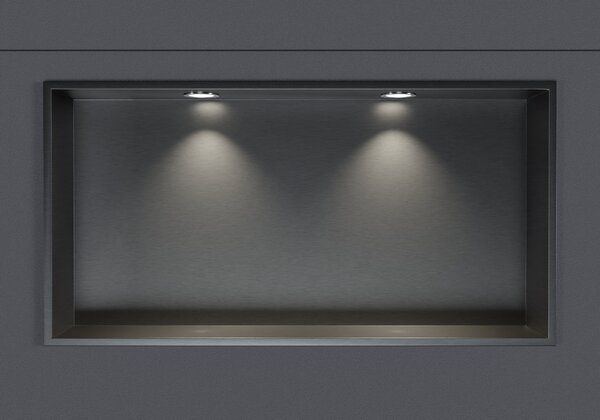 Półka wnękowa NT306010X - stal nierdzewna - z punktem LED - 30 x 60 x 10 cm (wys. x szer. x gł.) - różne kolory