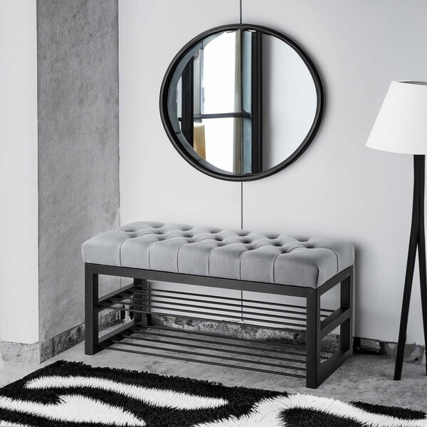 Ławka Pikowana do przedpokoju Industrialna SHELF BLANCA - LOFT
