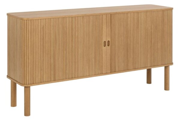 Komoda drewniana do salonu Langley (23284), dąb, z lamelami, 160 cm