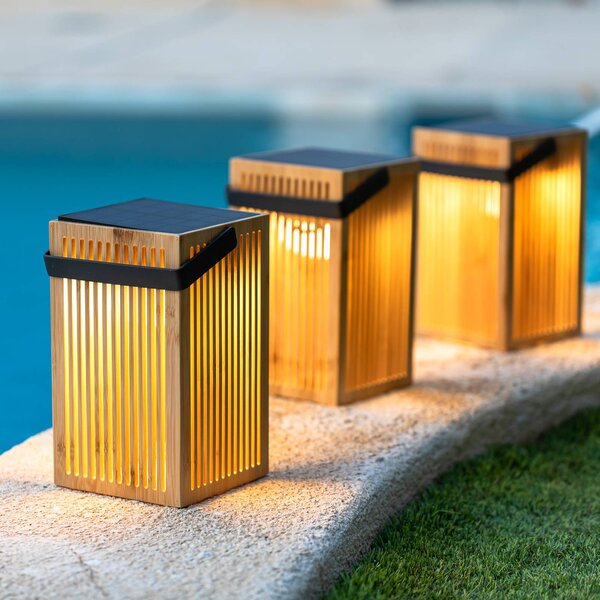 Newgarden Okinawa lampa stołowa LED z bambusa Okinawa, możliwość ściemniania, jasne drewno, bambus